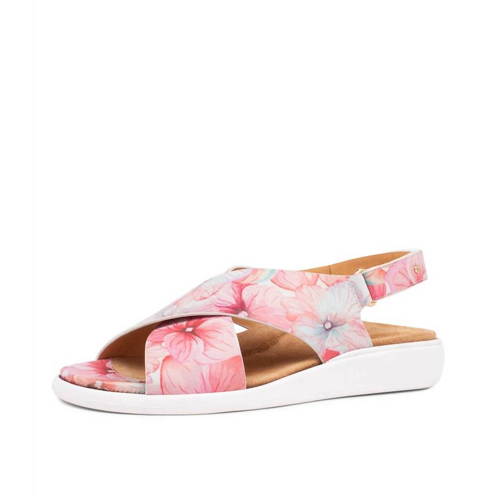 NEW ZIERA women's ilda w sandals in melon flower print/ white sole